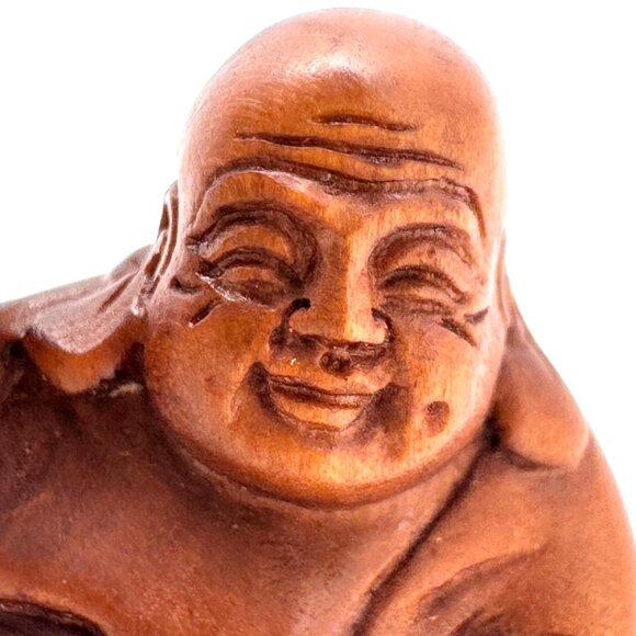 Ojime Bead Netsuke Kuan Yin Guanyin Quan Yin Hand-Carved Boxwood Signed Face - Picture 6 of 8